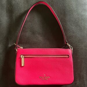 Kate Spade Leila Convertible Wristlet Wallet Purse Pebble Leather Pink Clutch